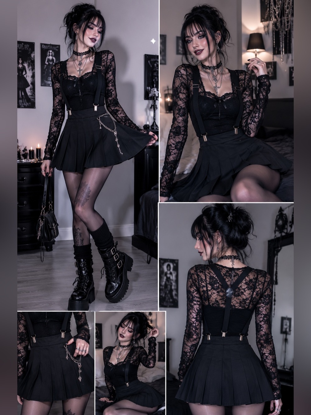 Gothic style or school girl .Women’s Black Pleated Skater Skirt - Elastic Waist.